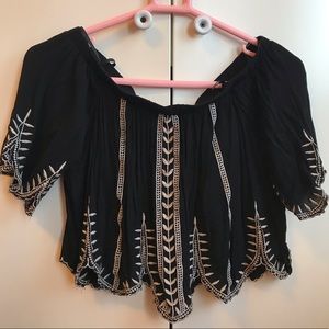 F21 Off the Shoulder Crochet Crop Top